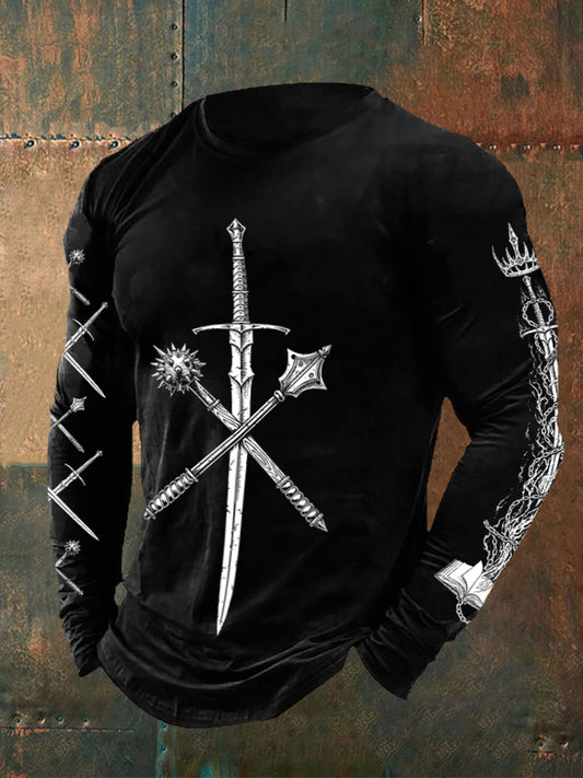 Men's Medieval Weapons Long Sleeve T-Shirts