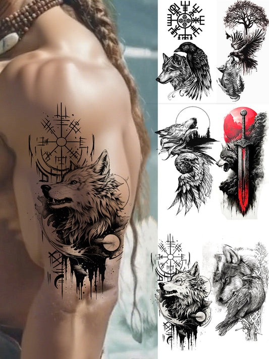 💥Buy 7 free shipping💥Viking wolf tattoo sticker (tattoo sticker set - 6 patterns)