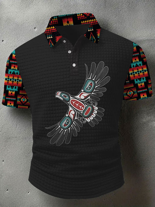 Men's Thunderbird Native American Waffle Print Casual Top