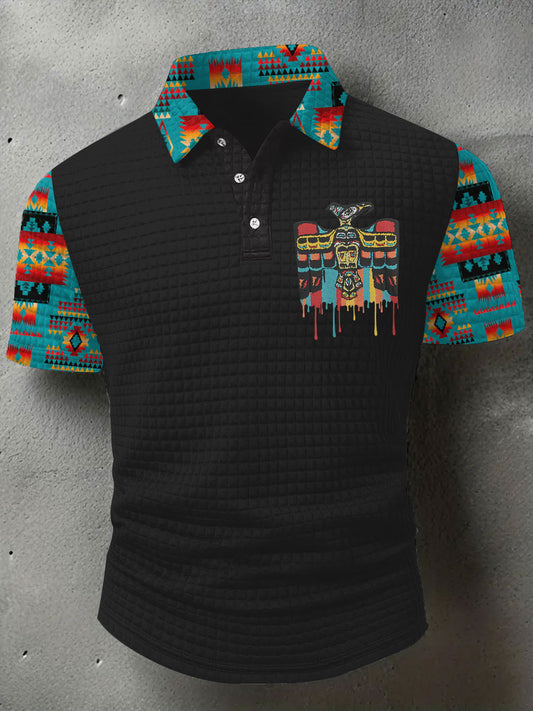 Men's Thunderbird Native American Waffle Print Casual Top