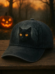 Unisex Halloween Black Cat Print Hat