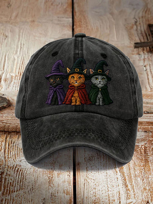 Unisex Halloween Cats Witches Print Hat