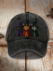 Unisex Halloween Cats Witches Print Hat
