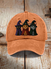 Unisex Halloween Cats Witches Print Hat