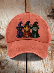Unisex Halloween Cats Witches Print Hat