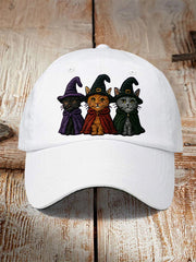 Unisex Halloween Cats Witches Print Hat
