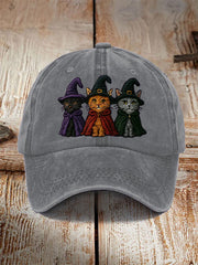 Unisex Halloween Cats Witches Print Hat