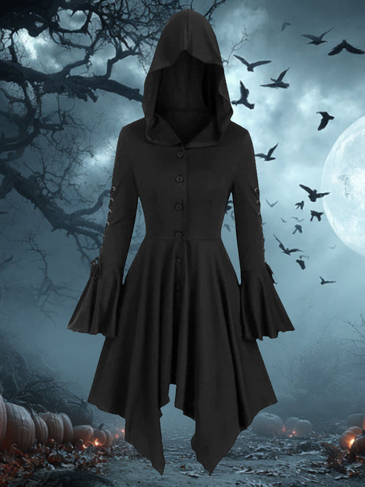 Women's Halloween Witch Hooded Cape Clothes