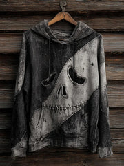 Men's Halloween Ghost Face Print Casual Hoodie