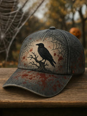 Unisex Halloween Crow Print Hat