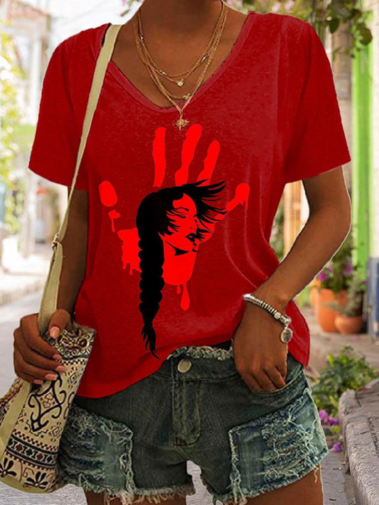 Women's MMIW Print V-Neck T-Shirt