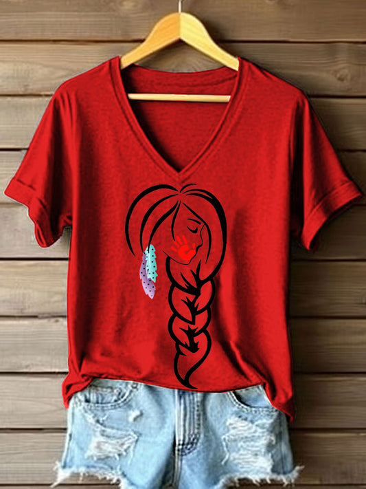 Women's MMIW Print V-Neck T-Shirt