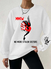 Women's MMIW Waffle Print Casual Sweatshirt