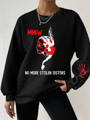Women's MMIW Waffle Print Casual Sweatshirt