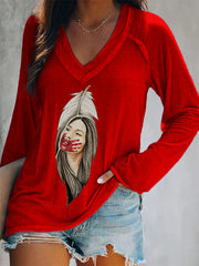 Women's MMIW Inspired Feather Print Long Sleeve T-Shirt