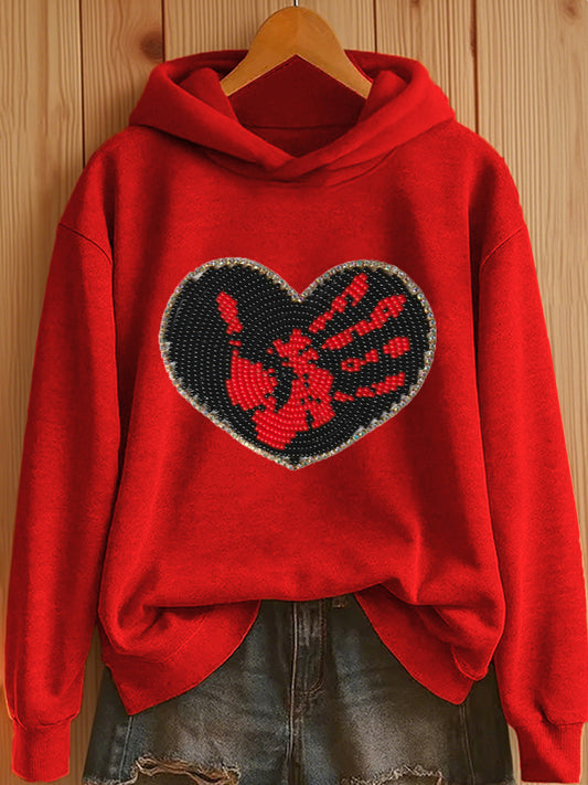 Women's MMIW Inspired Heart Pattern Hoodie