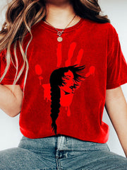 Women's MMIW Inspired Red Hand Print Washed T-shirt