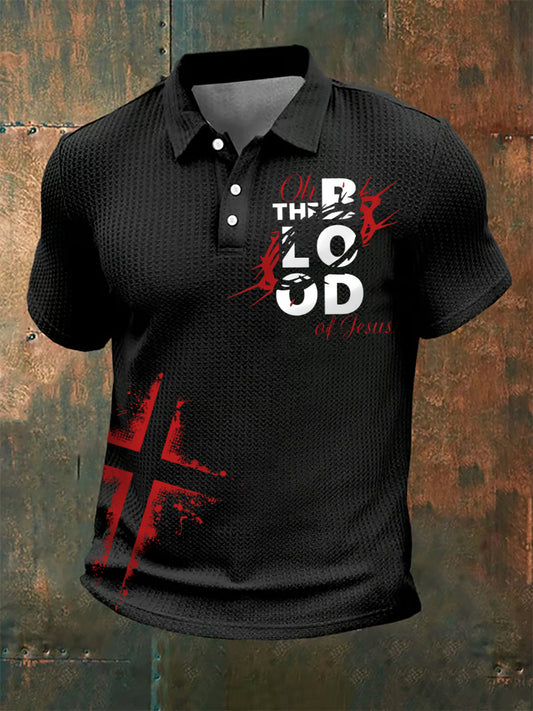 Men's The Blood of Jesus Print short sleeve shirt