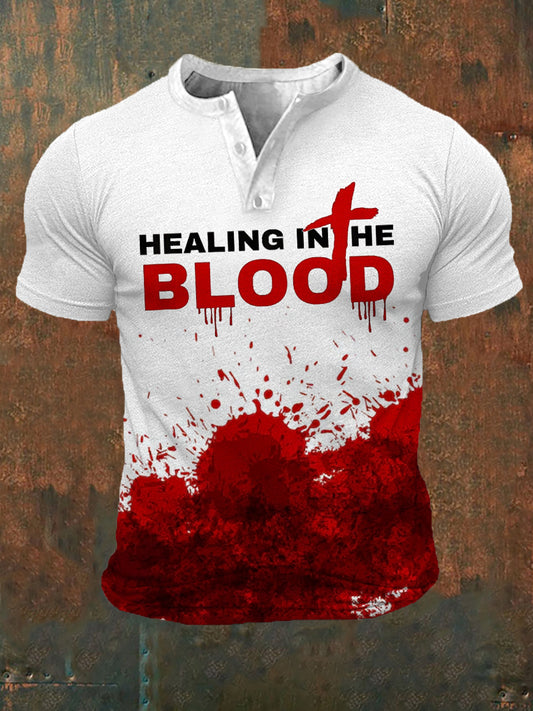 Men's Healing In The Blood Print short sleeve T-shirt