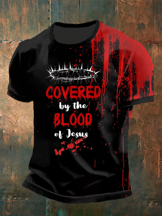 Men's Covered By The Blood of Jesus Print short sleeves t-shirt