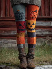 Women's Halloween Patchwork Print Leggings
