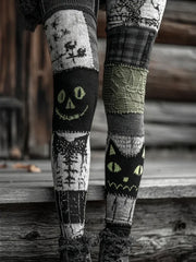 Women's Halloween Patchwork Print Leggings