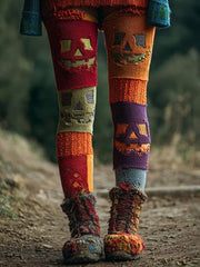 Women's Halloween Patchwork Print Leggings