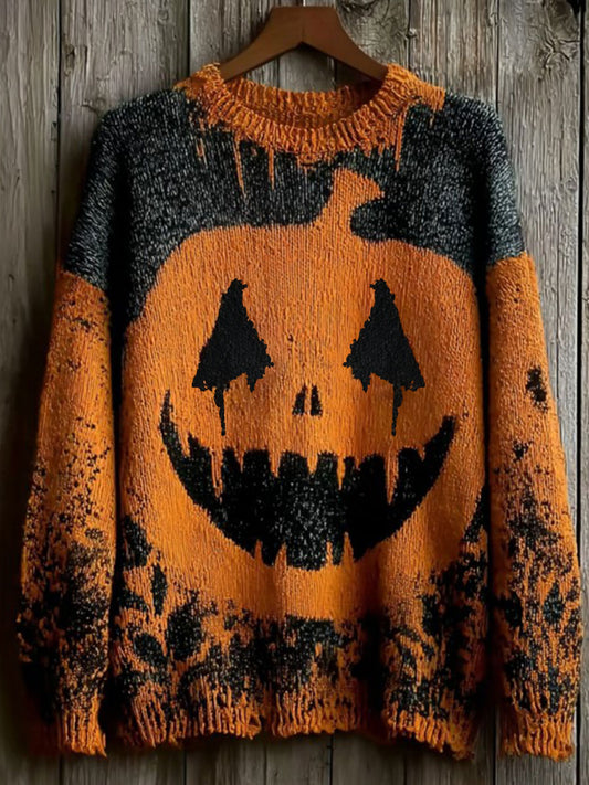 Men's Halloween Jack-o’-lantern Knitted Sweater