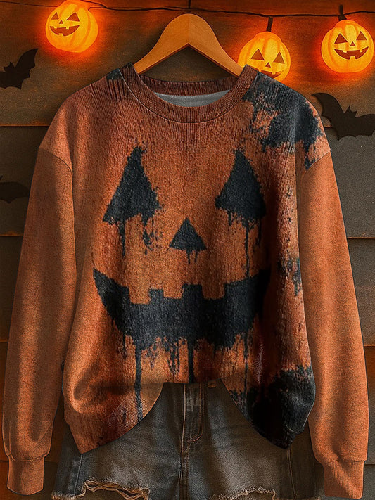 Women's Halloween Jack-o’-lantern Knitted Sweater