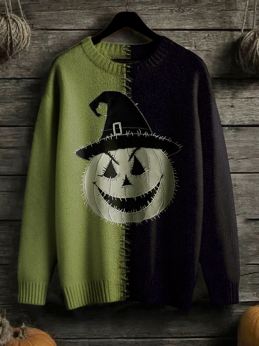 Women's Halloween Stitched Art Print Sweater