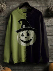 Women's Halloween Stitched Art Print Sweater