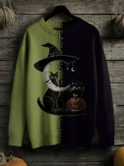 Women's Halloween Stitched Art Print Sweater