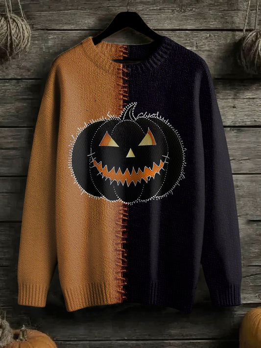 Women's Halloween Stitched Art Print Sweater