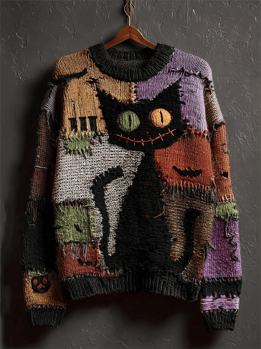 Men's Halloween Black Cat Sweater