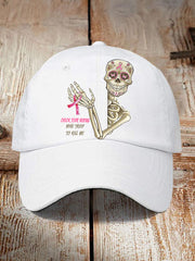 Unisex Funny Breast Cancer Awarenessd Skull Check Your Boobs Mine Tried To Kill Me Print Baseball Cap