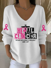 Women's Breast Cancer Printed Casual Top