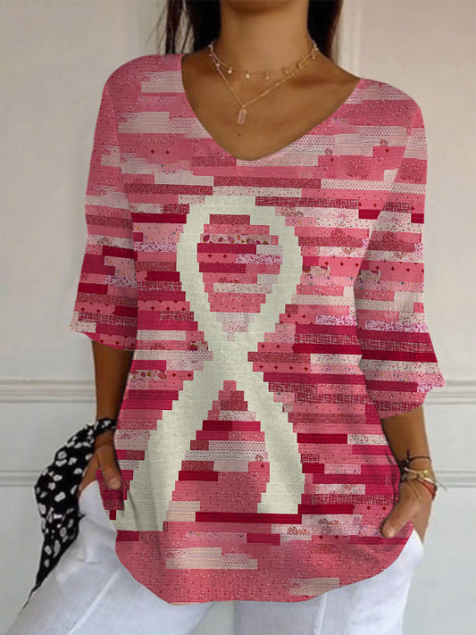 Women's Pink Ribbon Half-Sleeve T-Shirt