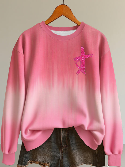 Women's Breast Cancer Print Sweatshirt