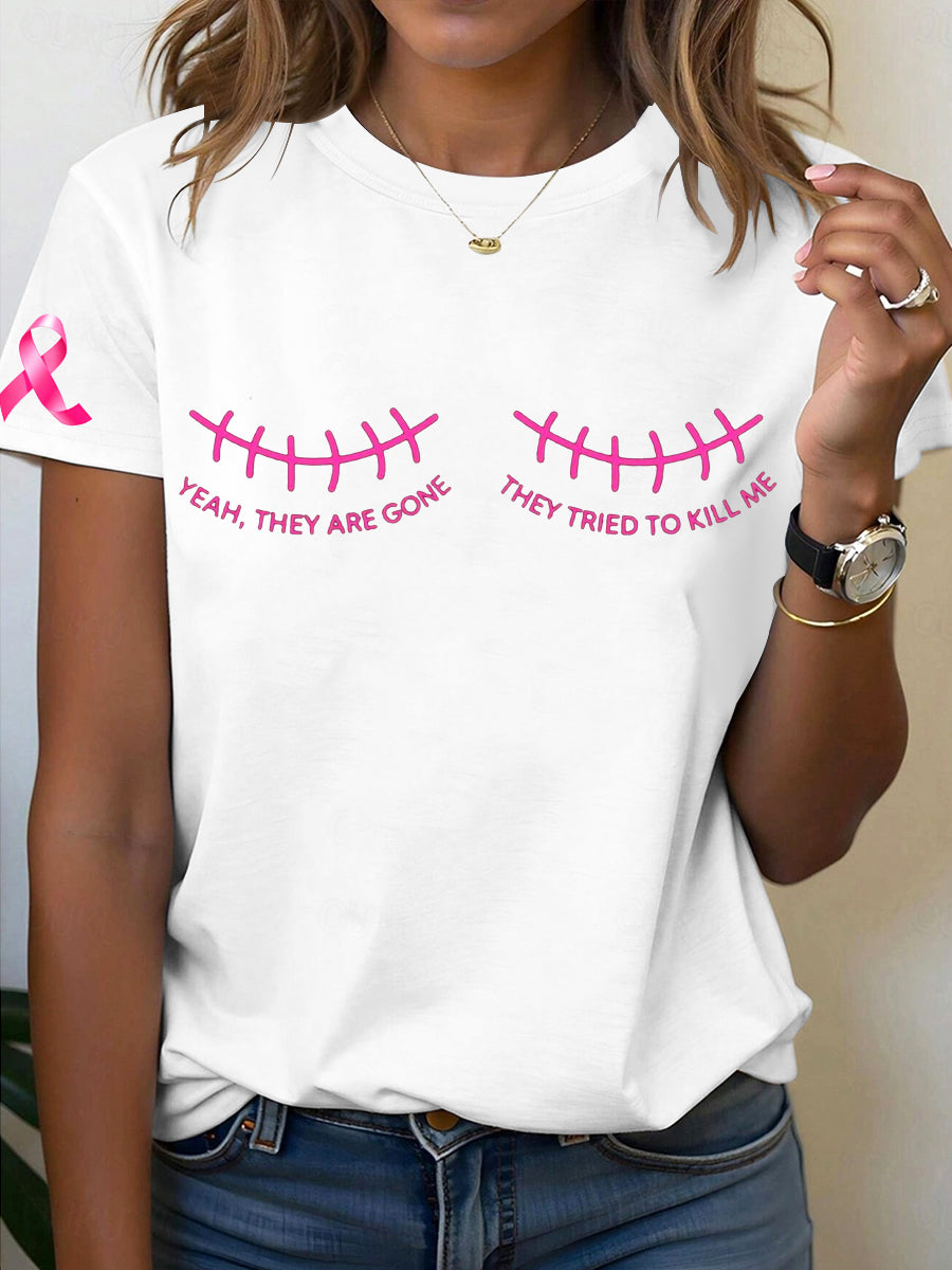 Women's Breast Cancer Printed T-shirt