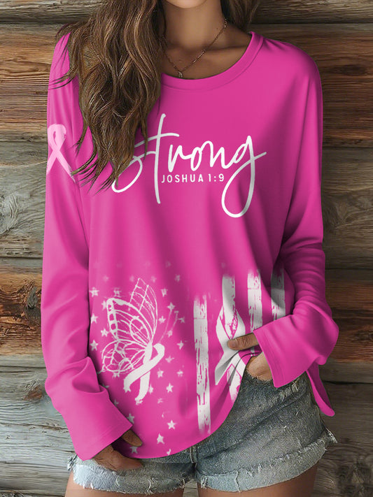 Women's Breast Cancer Awareness Casual Long Sleeve T-Shirt
