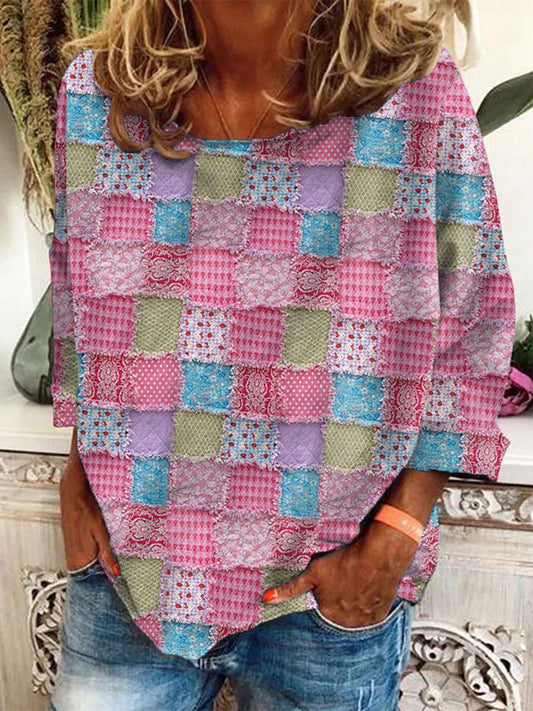 Women's Pink Floral Print Casual T-shirt