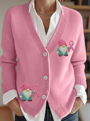 Women's Pink Ribbon Breast Cancer Awareness Support Cardigan