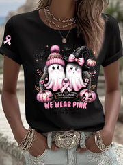 Women's Breast Cancer Awareness In October We Wear Pink Print Casual T-Shirt