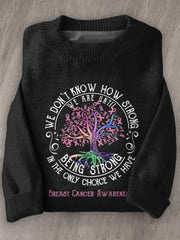 Women's Breast Cancer Awareness Long Sleeve Knit Sweater