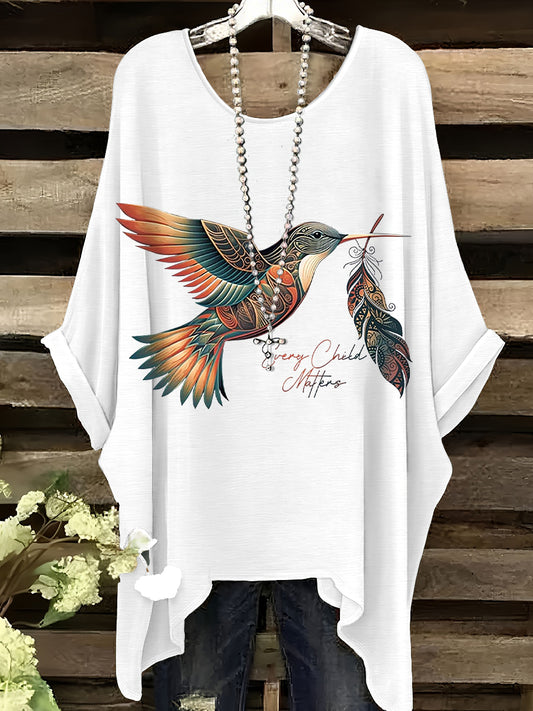 Women's Orange Shirt Day Hummingbird Casual Tops