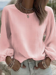 Women's Solid Color Casual Crew Neck Top