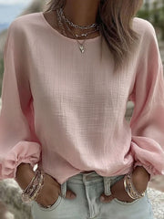 Women's Solid Color Casual Crew Neck Top