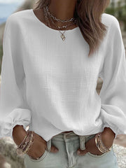 Women's Solid Color Casual Crew Neck Top