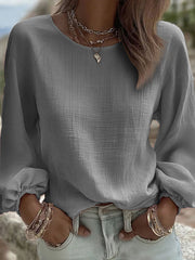 Women's Solid Color Casual Crew Neck Top