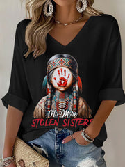Women's no more stolen sisters MMIW V-neck tops